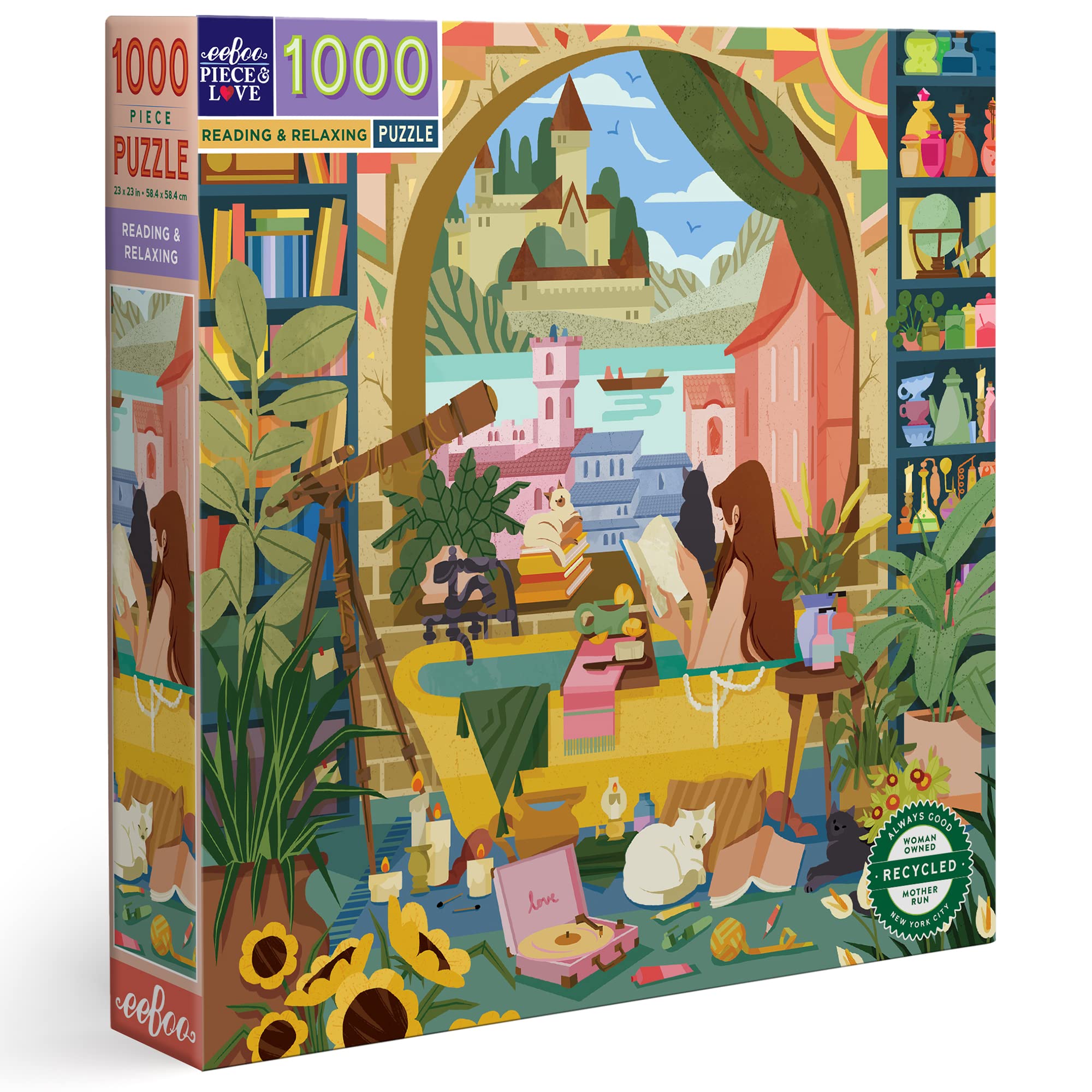 eeBoo - Garden Puzzle Adult 1000 Pieces - Reading and Relaxation, PZTRRD