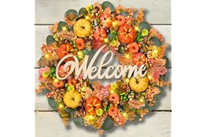 ARTFLOWER Fall Wreath Decor - Fall Wreaths for Front Door Outside, 20in Autumn Door Wreath with Pumpkin Pinecone Berry Eucalyptus Leaves for Home Window Table Wall Thanksgiving Farmhouse Decorations