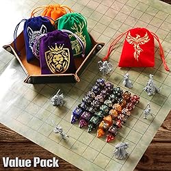 Grajar 35Pcs DND Dice Set with 5 Colorful Animal