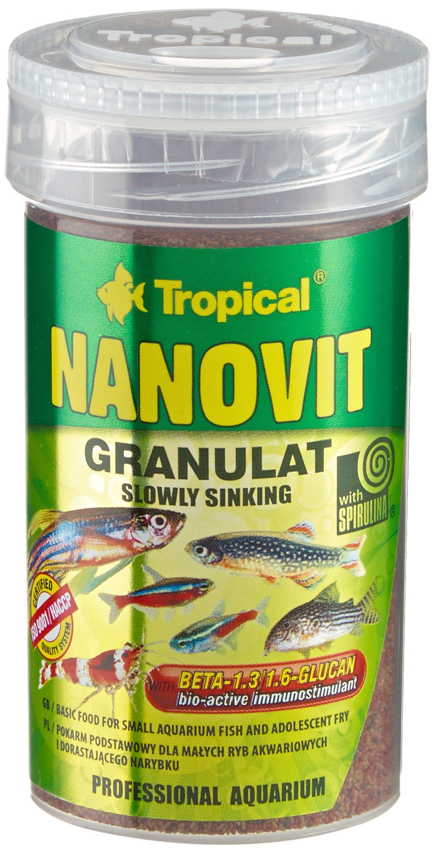 FISH FOOD,NANOVIT GRANULAT BASIC FOOD FOR SMALL AQUARIUM FISH & ADOLESCENT FRY, tin 100ml / 70g
