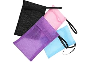 OHPHCALL 4pcs Exfoliating Soap Pouch Set Nylon Soap Bar Bags Hanging Loop for Shower Bathing and Bathroom Use