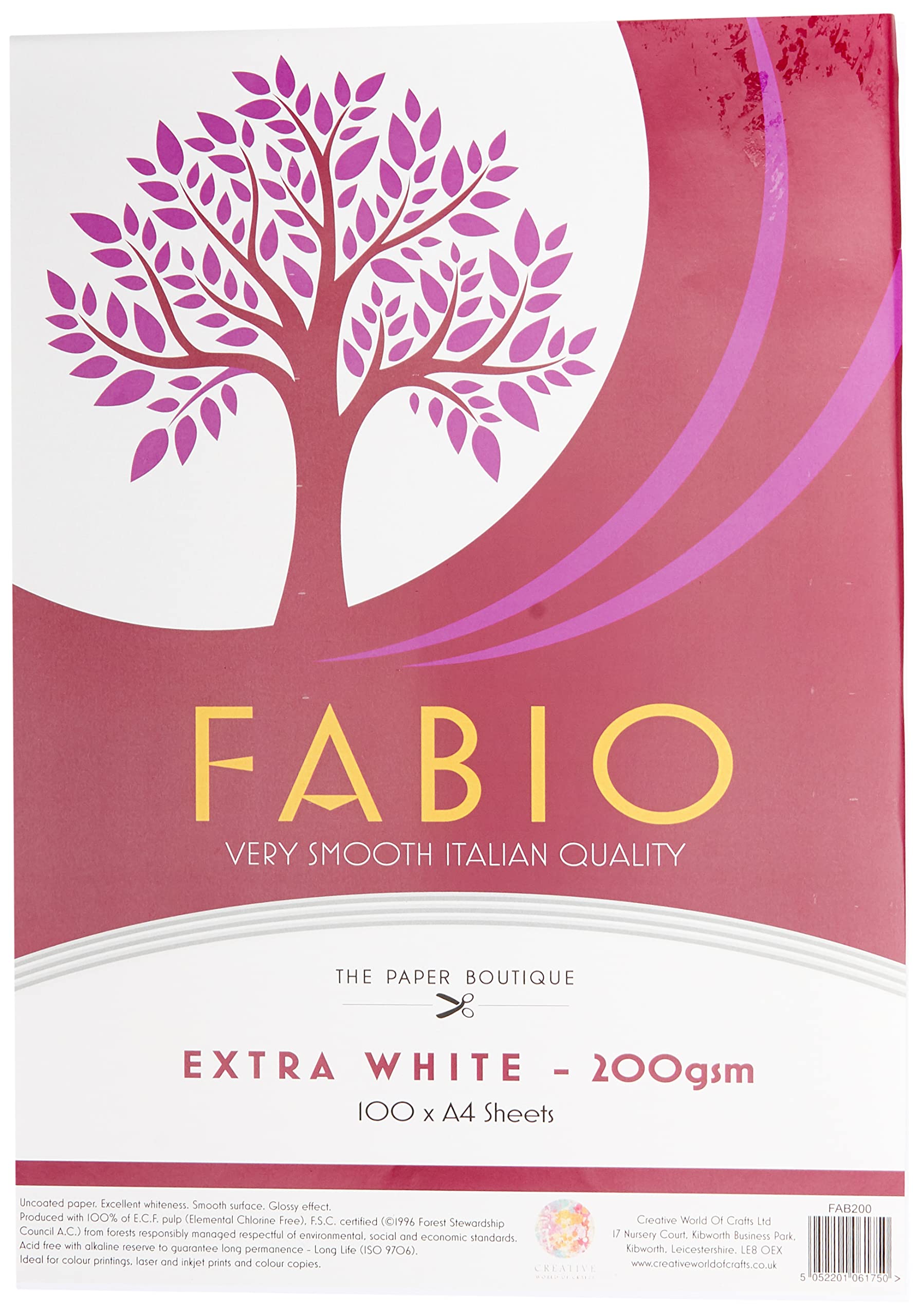 Fabio - 100 A4 Sheets 200gsm Extra White Card