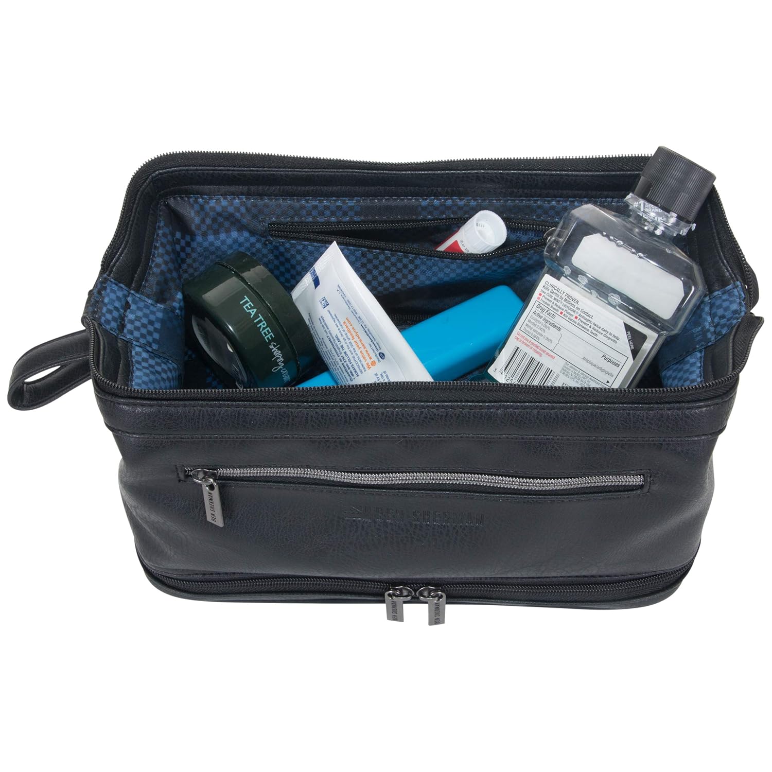 Ben Sherman Noak Hill Collection Vegan Leather Toiletry Travel Kit, Black, 2PC Set: Industrial & Scientific