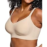 As Fairy Bras for Women No Underwire Full Coverage V Neck Smooth Wireless Seamless Support Regular Plus Size Tshirt Bra