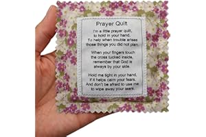 Wisplume Mini Prayer Quilt with Cross Inside Vintage Pocket Scripture Prayer Quilt Squares Sympathy Christian Gifts for Women Pastor Appreciation Father's Day Graduates Gifts (Purple)
