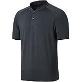 Willit Men's Tennis Shirts Golf Polo Quick Dry Lightweight Collarless Short Sleeve Henley Shirt for Men UPF 50+