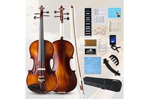SSIUKLRR Violin 4/4 Full Set,Beginner Violin for Adults,Kids,Students,4/4 Violin with spruce,maple and ebony accessories,Full Size Violin with 10 pieces for Beginner Ages 11+,Professional Performers(Classic)