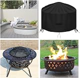 OKPOW Fire Pit Cover Round 90cm Waterproof 600D UV Resistant Black view 4