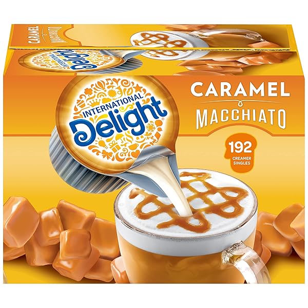 INTERNATIONAL DELIGHT COFFEE CREAMER SINGLES, CARAMEL MACCHIATO, 192 COUNT