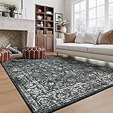 Lahome 5x7 Washable Black Area Rugs for Living Room, Non Slip Bedroom Rug, Stain Resistant Floor Dining Room Carpet for Office Entrance Decor