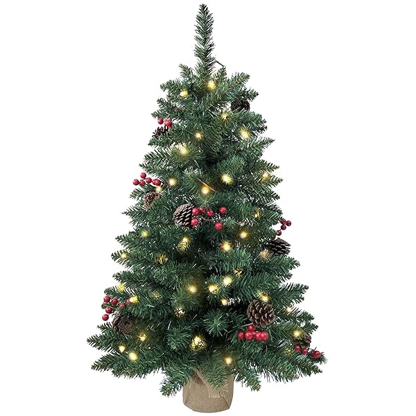 3FT PRE-LIT MINI CHRISTMAS TREE,ARTIFICIAL PINE 121 PVC...