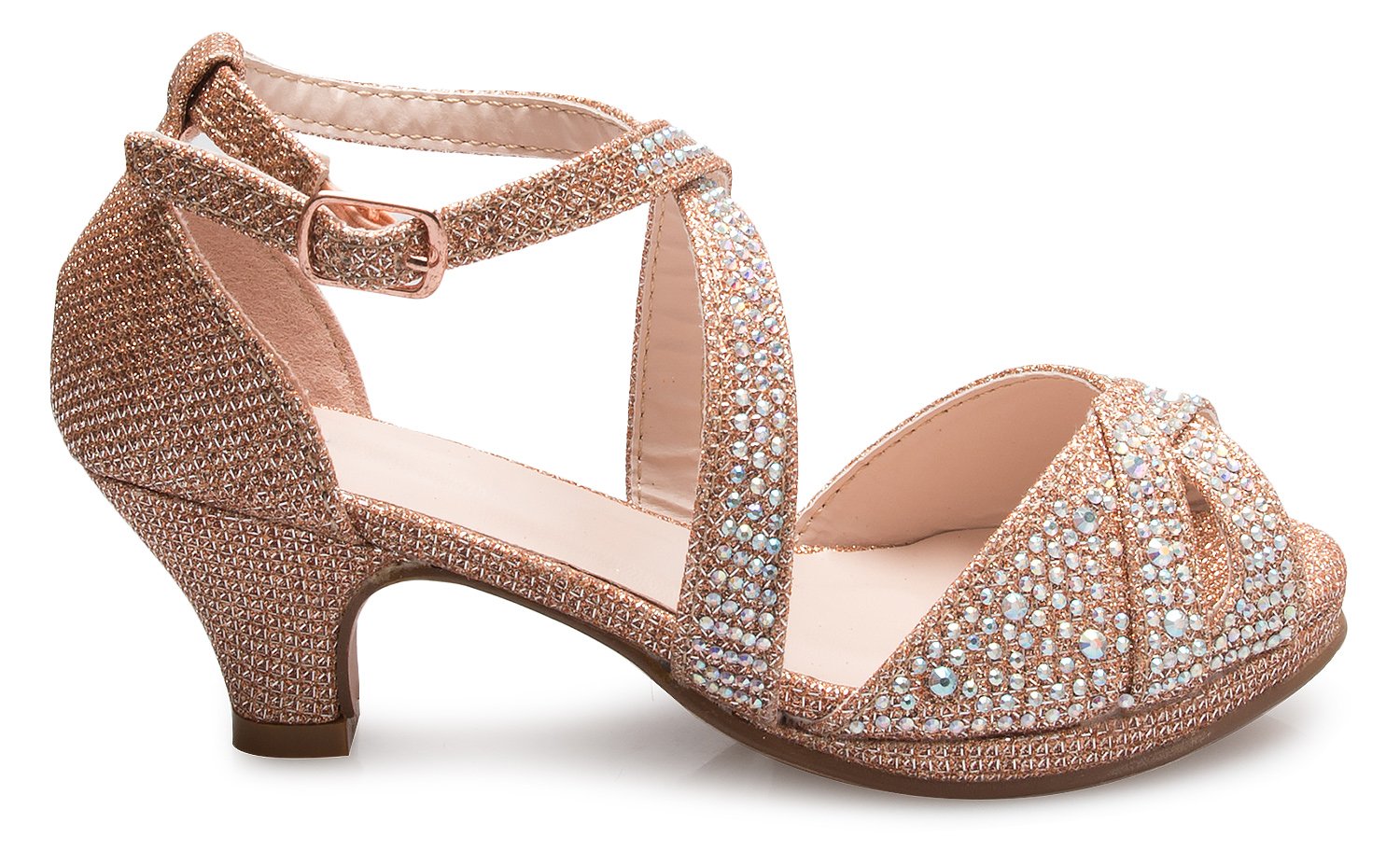 Olivia K Girl's Cute Adorable Strappy Glitter Open Toe Heel Sandals - Adjustable buckle - Image 3