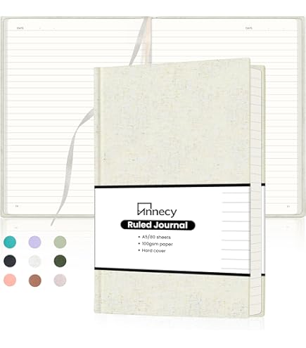 Portage Hardcover A5 Journal Notebook - Thick Cream Paper For Writing, 224 Pages, Oatmeal Color