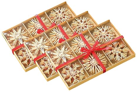 infactory Baumschmuck: 72 Festliche Strohsterne für den Weihnachtsbaum (Christbaum Strohsterne)