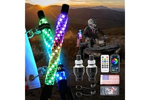 POZANKI 2PCS 1FT Whip Lights, Spiral RGB LED Whip Light with App & RF Remote Control, RGB Chasing/Dancing Lighted Antenna Whips for UTV, ATV, RZR, SXS, Can-Am, Jeep Truck, Polaris Dune Buggy