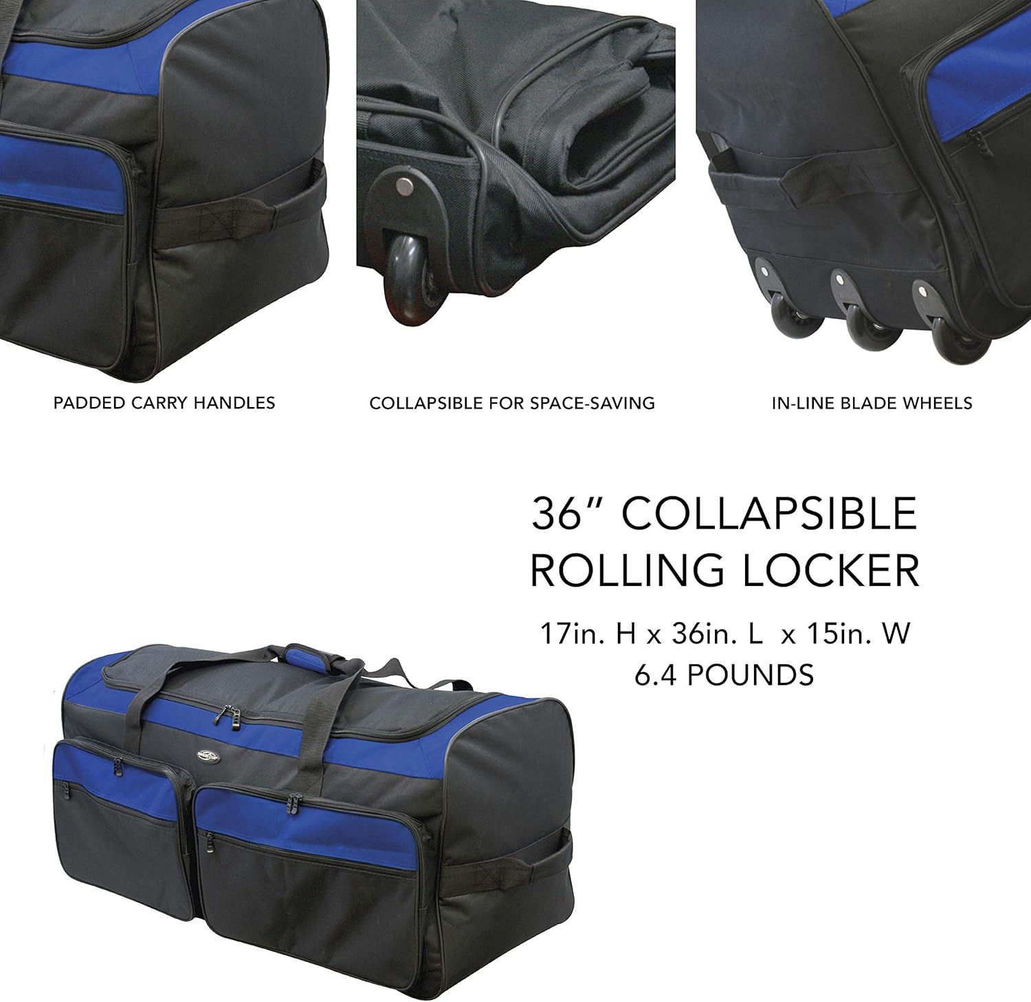  | Travelers Club 36" 3-Wheel Rolling Expandable Duffle Bag, Blue Option | Travel Duffels