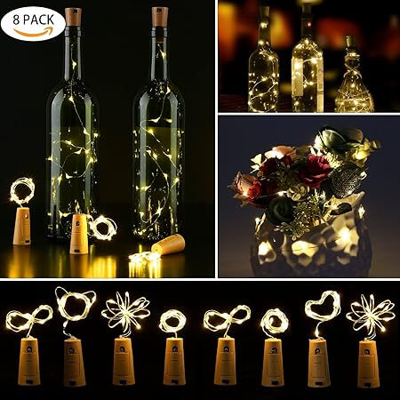 8 Stuck Weinflaschen Lampen Leuchtgirlanden Fur Flaschen Zum Selbermachen Feiern Dekor Weihnachten Grillparty Hochzeit Geschenke Fur Weinliebhaber Fur Innen Und Aussenbereich Warmweiss Amazon De Kuche Haushalt