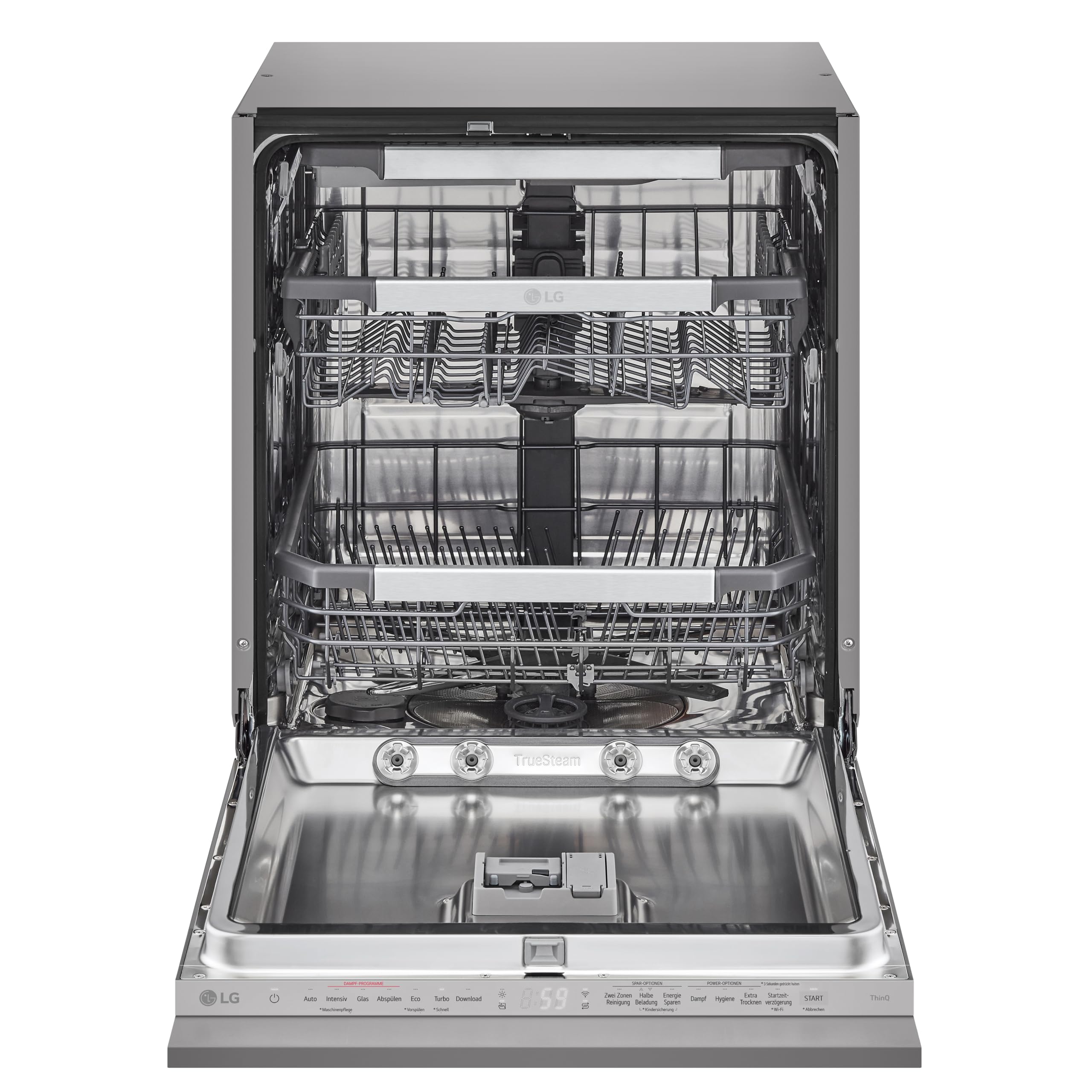 LG DB476TXS Geschirrspüler, 43 dB, Energieklasse A, Dampf, ThinQ, Silber 3