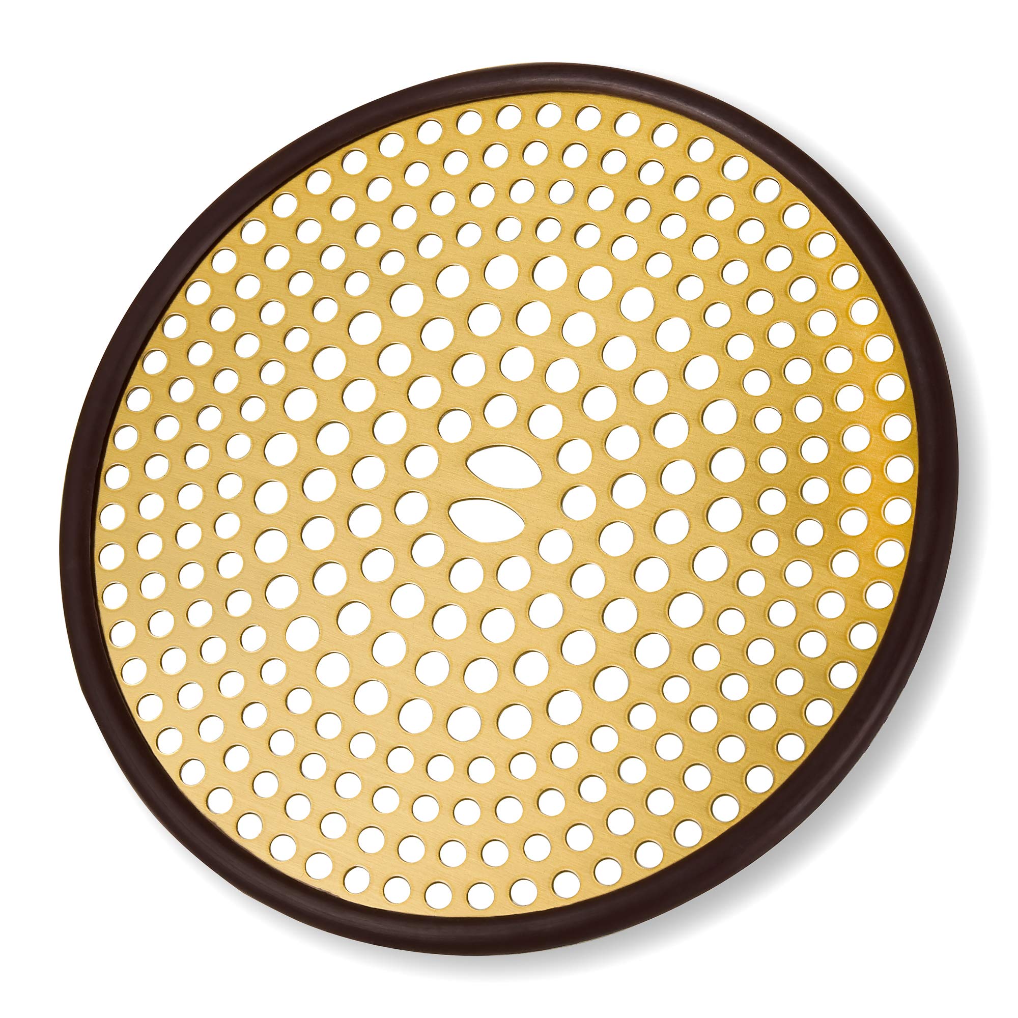 Photo 1 of 304 Stainless Steel Hair Catcher Shower Drain Cover with Silicone, Shower Stall Drain Strainer, Bathtub Hair Stopper, Bathroom Hair Trap Floor Drain Protector, Brushed Gold Brass 4.33 Inch Round Flat