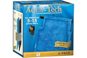 Aqua-Tech EZ-Change Replacement Filter Cartridges for Clear Aquarium Water, 5-15 Power Filters, Blue, EZ Change # 1 - 6 Count (Pack of 1)