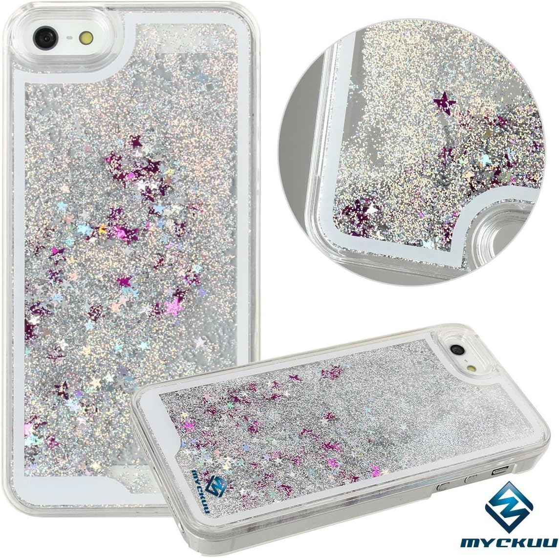 iPhone 6s case,iphone 6 case, Liujie Liquid, Cool Quicksand Moving Stars Bling Glitter Floating Dynamic Flowing Case Liquid Cover for Iphone 6 (silver+rose)