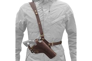 Tas Trost Leather Chest Holster for Revolvers up to 5.5" & 7.5" Barrel, Adjustable Shoulder Holster with Thumb Break