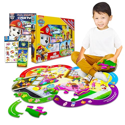 Paw Patrol 3-Pc Bundle - Floor Puzzle, Hidden Pictures Book, Stickers & More | Ages 4-8