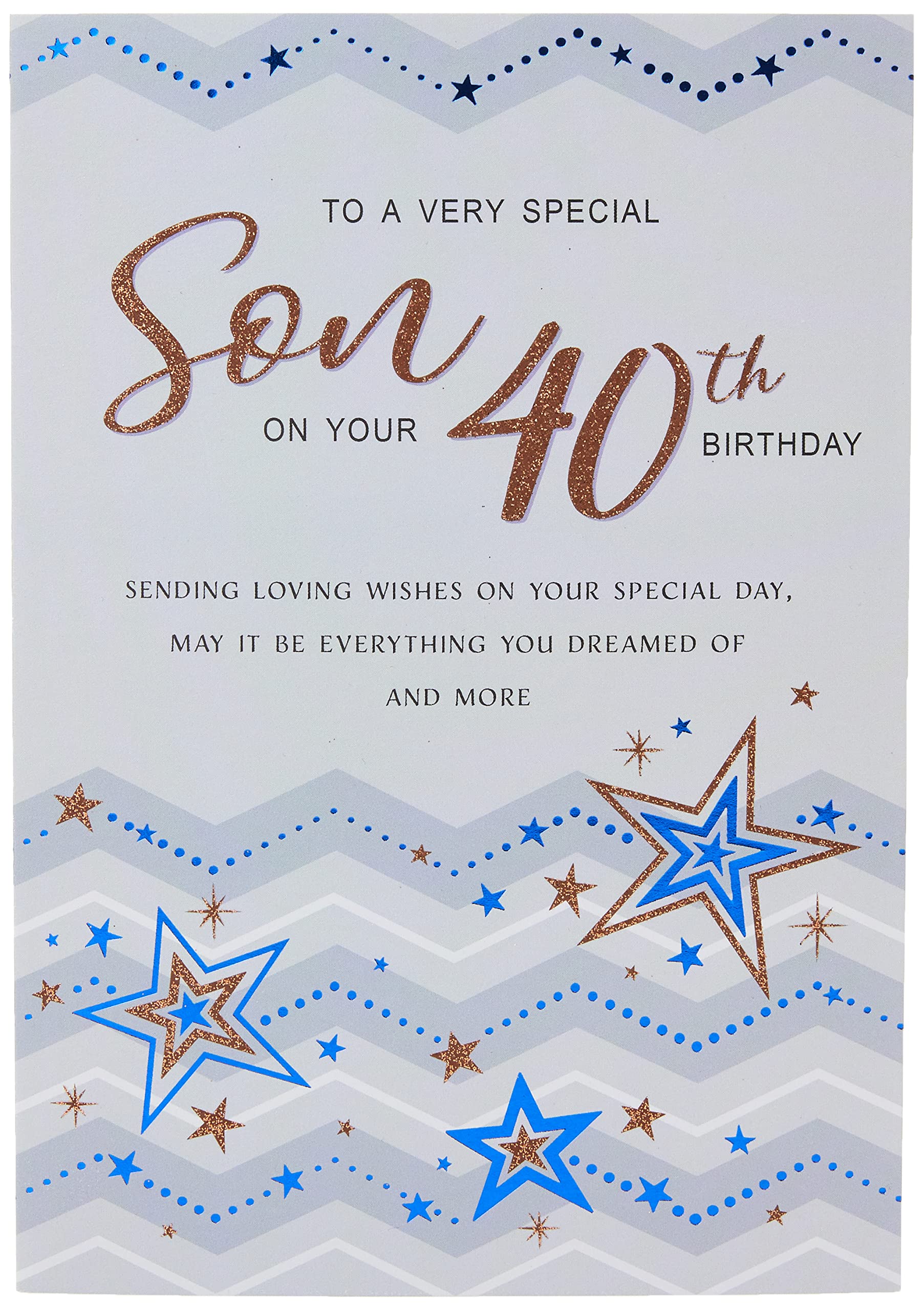 Regal Publishing Modern Milestone Age Birthday Card 40th Son - 9 x 6 inches,grey|blue|black