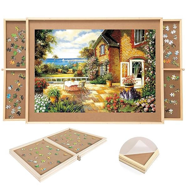 SMALL PUZZLE BOARD WITH LARGE DRAWERS & COVER...