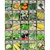 Set of 25 Premium Vegetable & Herb Seeds - 25 Deluxe Variety Premium Vegetable & Herb Garden 100% Non-GMO Heirloom