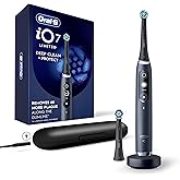 Oral-B iO Deep Clean + Protect Rechargeable Electric Toothbrush, Black, iO Series 7, 2 Replacement Brush Heads, Charging Travel Case