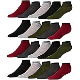 JAMES FIALLO Men’s No Show Socks – 20 Pairs Low Cut Lightweight Breathable Everyday Socks, Size 10-13