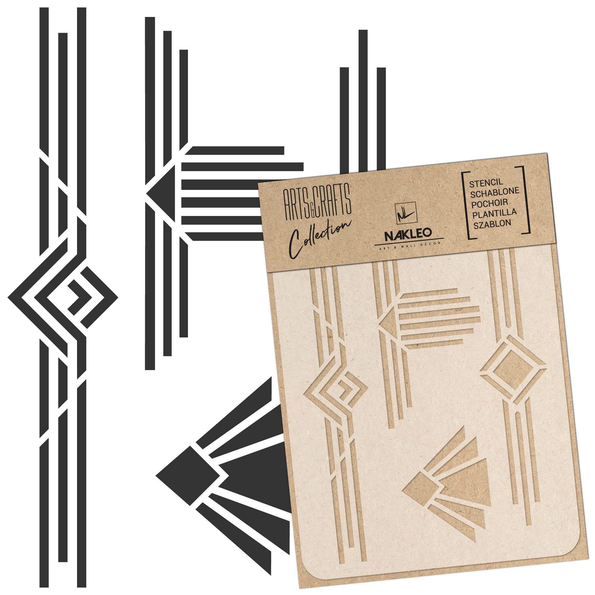 NAKLEO Painting Stencil for Crafts A5 15x21cm, Art Deco Frames Borders Pattern, Reusable Plastic DIY & Scrapbooking Drawing Template, Decoupage Art Home Decor, Wall Wood Fabric Furniture โ image 1