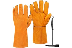 Mardatt 10 Inch Welding Chipping Hammer Coil Spring Handle and 12.6 Inch Welding Gloves for Removing Slag and Welding Residue