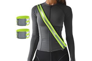 RENA CHRIS Reflective Running Gear, Reflective Sash, Night Dog Walking Safety Gear, High Visibility Reflective Safety Running Belts for Women, Night Jogging Safety Gear Reflective Belt and Armband
