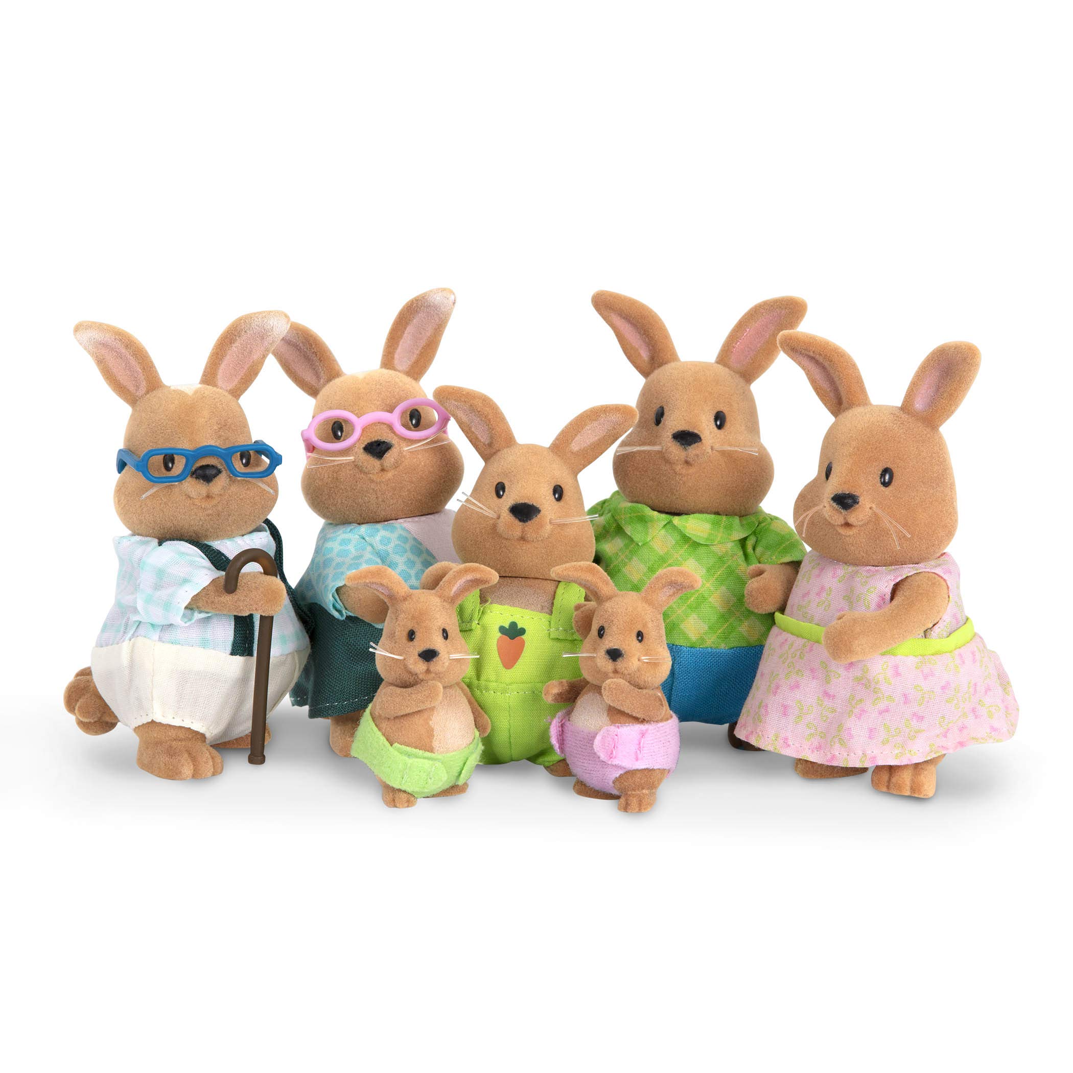Li'l Woodzeez – The Bunny Burrow Family – Set of 7 Collectible Posable Bunny Figures – Pretend Play Doll Figures – 3+ Years – Inspires Hours of Imaginative Fun & Play