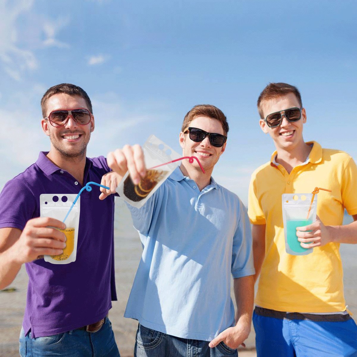 100 Pcs Zipper Plastic Pouches Drink Bags,Heavy Duty Hand-Held Translucent frosted Reclosable Stand-up Bag 2.4\