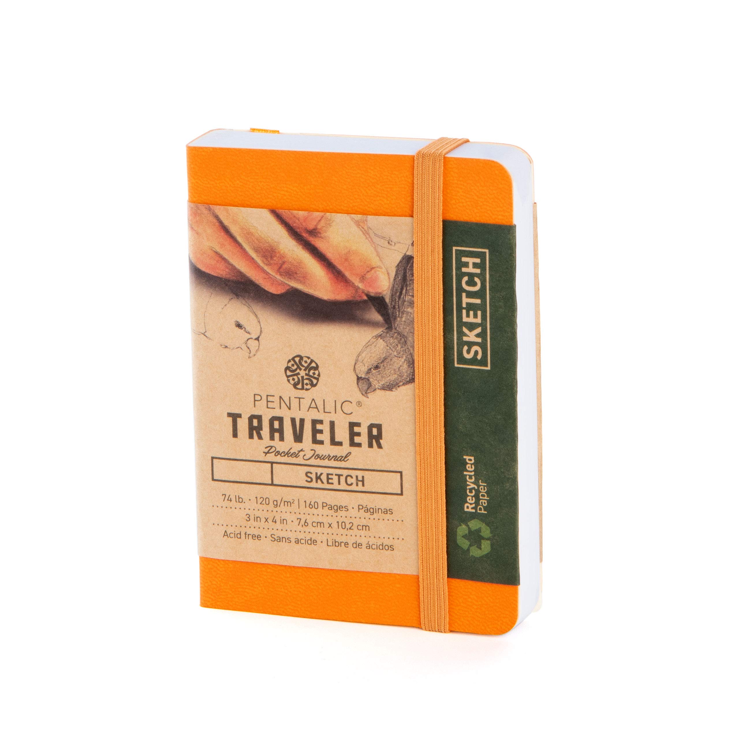 Pentalic Traveler Pocket Journal Sketch, 4" x 3", Orange