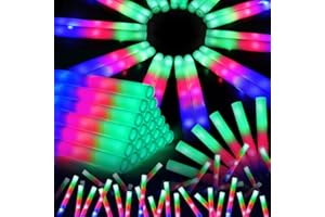 OLUPP 72PCS Foam Glow Sticks, Foam Light Up Sticks with 3 Modes Colorful Flashing, Glow Sticks for Wedding, Glow Stick Bulk Party Pack for Wedding, Raves, Concert, Camping, Carnival