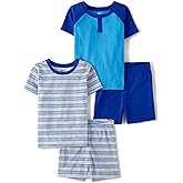 The Children's Place boys 100% Cotton Short Sleeve Top and Shorts 2 Piece Pajama Set