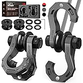 DAYDOOR D Ring Shackles with Snatch Block, 45,000Lbs Break Strength Towing Winch Shackle, 3/4" Heavy Duty Shackles with 7/8" Screw Pin for Off Road Vehicle Recovery (2 Pack,Gray)