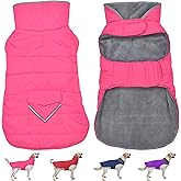 Petglad Dog Coat, Waterproof Dog Winter Jacket with Pocket, Reflective Adjustable Pet Snow Vest, Warm Cozy Fleece Sweater for Small Medium Extra Large Dogs - Pink, M