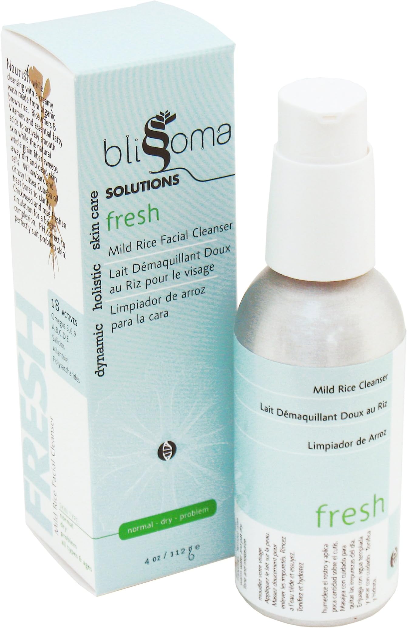 Blissoma Solutions natural skincare Fresh Mild Rice Cleanser organic facial wash all skin types, 4 Oz, 120 Ml by Blissoma