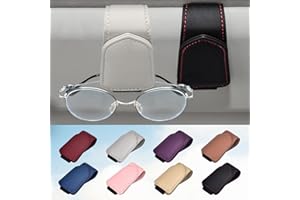 HOFFI Black Sunglasses Holder for car Visor, 2 Packs Magnetic Leather Sunglasses Clip for car Visor, car Accessories for Women and Men Interior, Visor Sunglasses Holder Clip（Black+Gray）