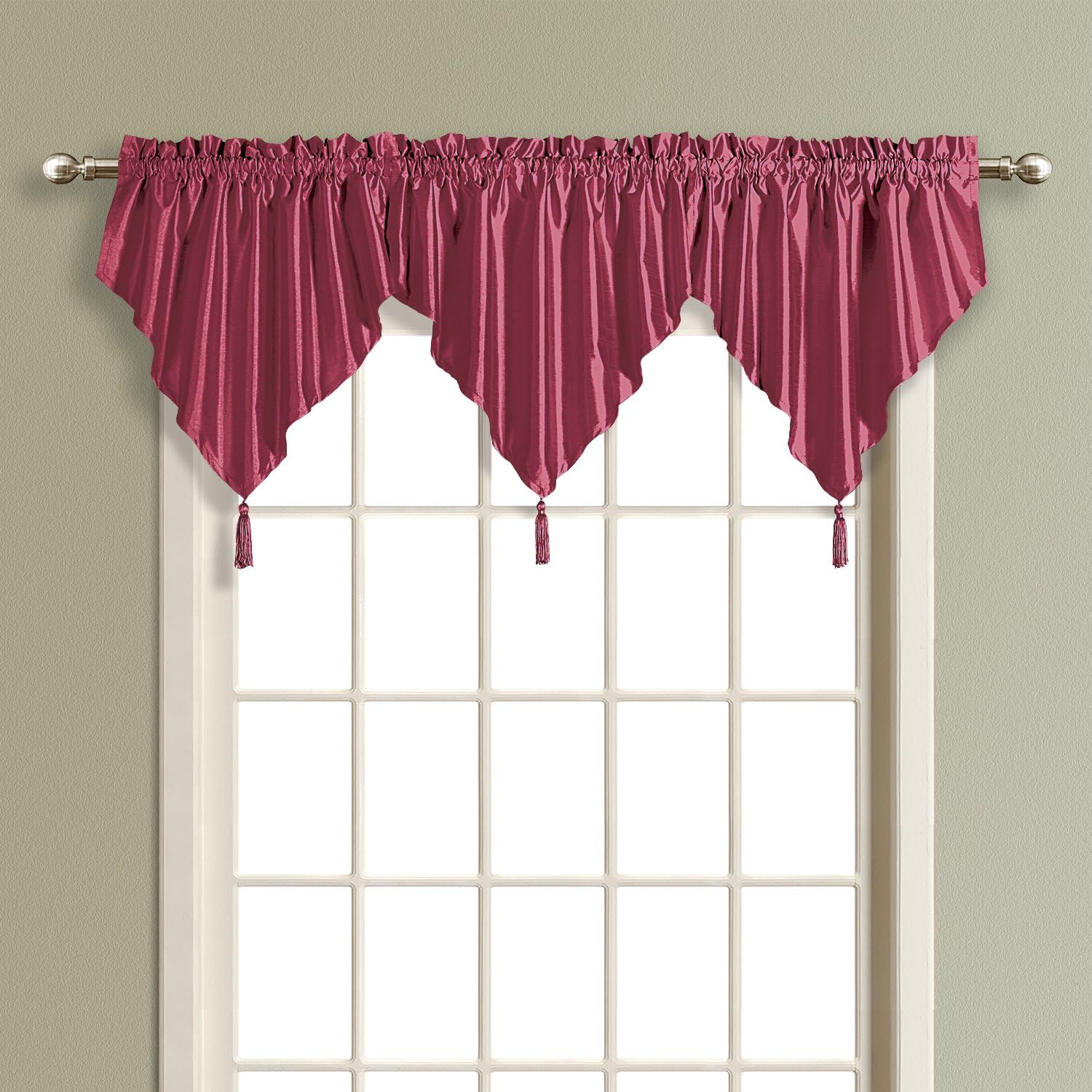 United Curtain Anna Ascot Valance, 42 by 24Inch, Burgundy Amazon.co.uk Kitchen & Home