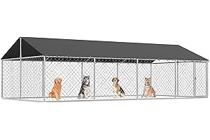 Moonlight Manor Outdoor Dog Enclosure Heavy Duty Dog Kennel House Mesh Dog Big Cage Pet Kennel Steel Fence with Secure Lock
