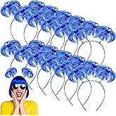 Jexine 12 Pcs Pompom Headband Hair Tinsel Hair Accessory Wrapped Ponytail Headwear Feather Headband for Women Cos(Blue)