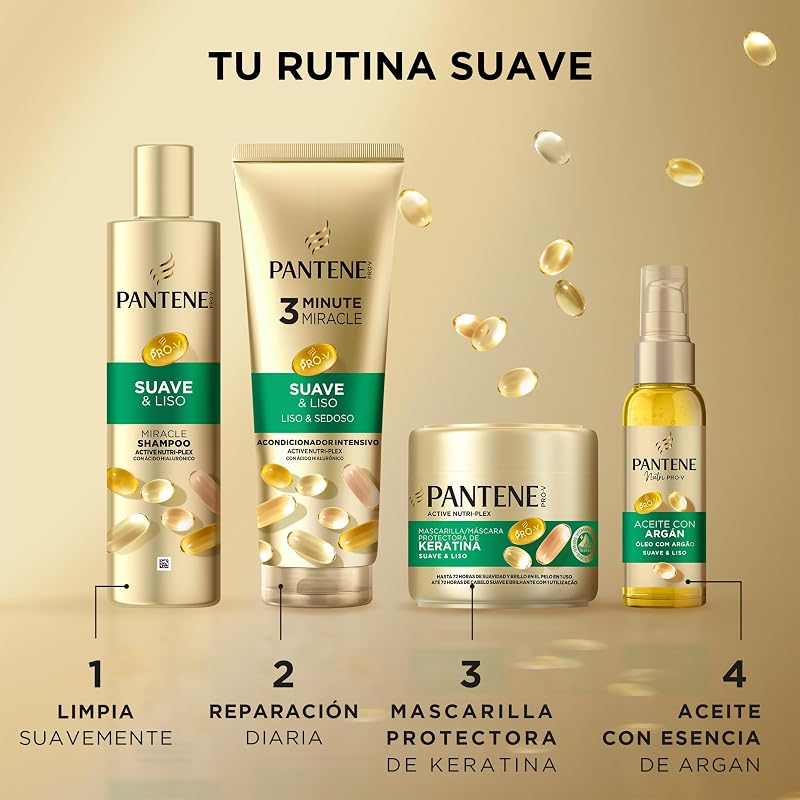 Pantene pro-v máscara protetora de queratina suave e suave 3x300ml para cabelos crespos e secos. até 72 horas de cabelo macio e brilhante em apenas uma utilização