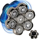 Magnetic Head Shaver Replacement Heads, 7 Double Ring Waterproof Rotary Razor Blades for Bald Men Compatible with Freebird wyklaus shpavve(Silver) (silver7D)