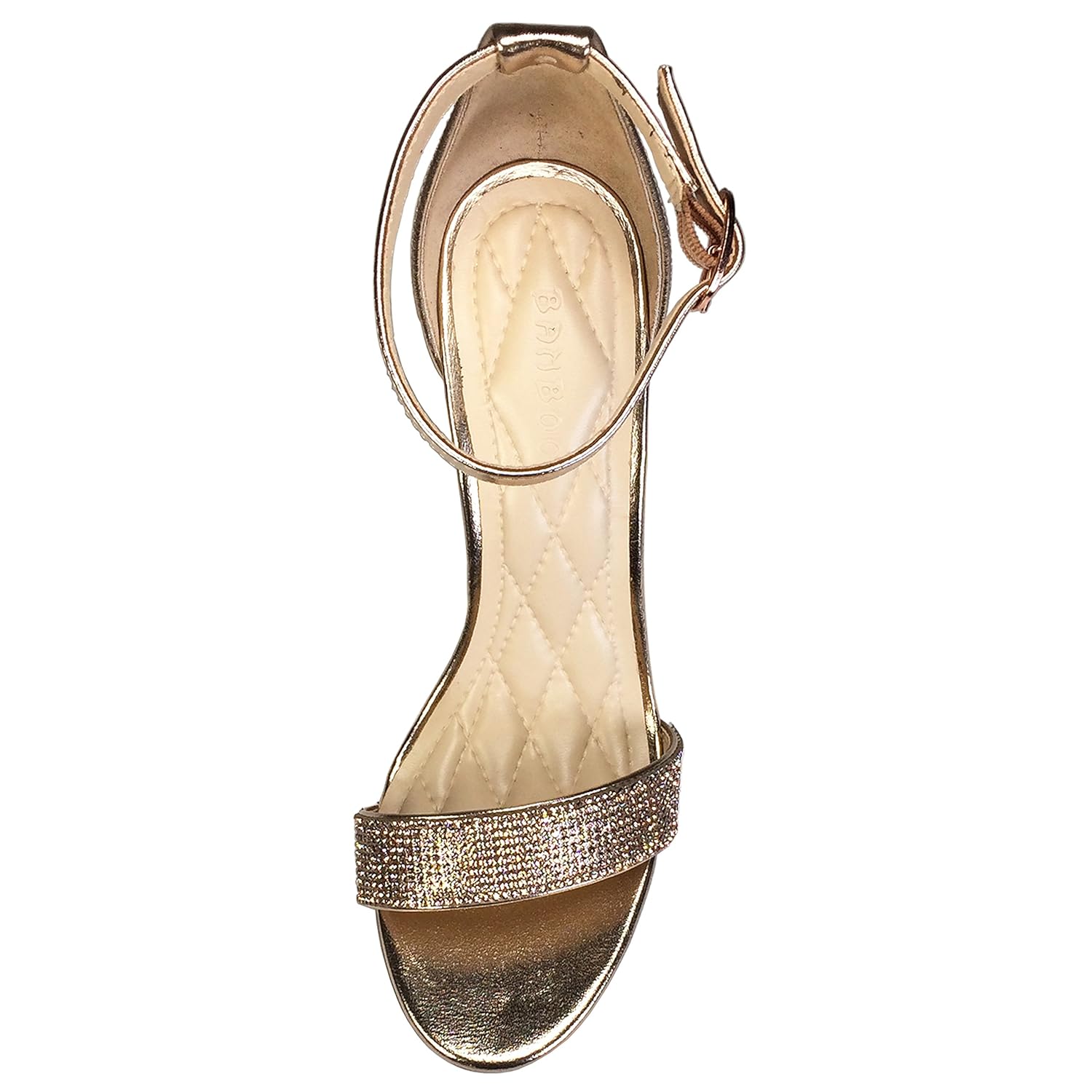 bamboo women's single band chunky heel sandal with ankle strap